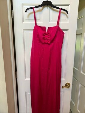 Lilly Pulitzer Hot Pink Spaghetti-Strap Maxi Dress with Front Bow Detail